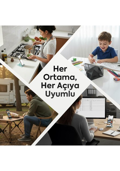 Telefon Tablet Tutucu Piramit Tasarım 3 Açılı Masaüstü Stand, İ Diğer