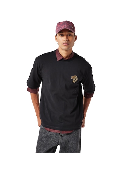 Gsstore X Midground Aslan Logolu Erkek Basic T-shirt E251229 Siyah