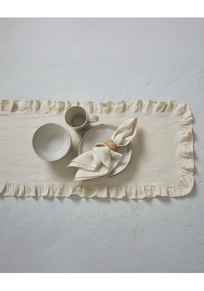 Wellstil Rufle Fırfırlı Keten Runner 40 x 110 CM