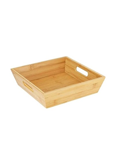 Bambu Lüx Kare Büyük Ekmeklik-meyvelik 25cm, Bambu Ekmeklik Kare Büyük Boy 25cm Açık Gri