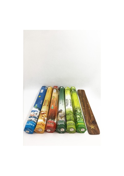 Flute Tütsü Amber + Sandal + Musk + Sarısakız + Paçuli + Aloevera + Tütsü Kayığı 120'li