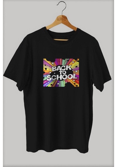 Noıssey -wed Back To School Tasarım Baskılı Oversize T-shirt Tişört Sokak Tarzı Siyah