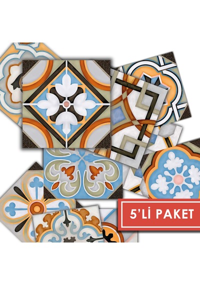 Kendinden Yapışkanlı Fas 2 Desenli Pvc Karo 10x10 Cm 5 Li Paket