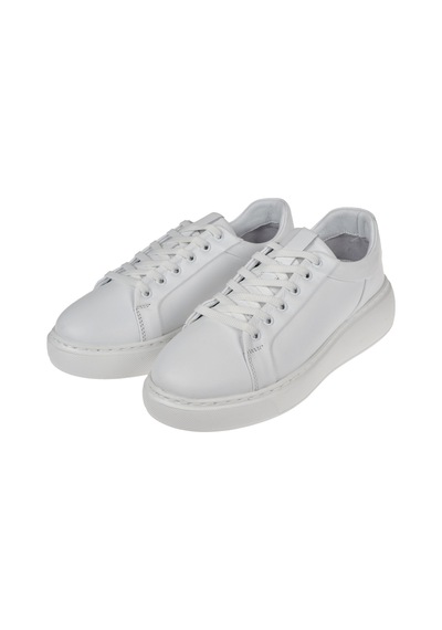 Pullman Hakiki Deri Kadın Spor Ayakkabı Sneaker Ahu-3090 Beyaz