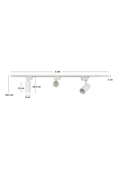 Mini Ray Spot 3'lü Set Gu-10 Duylu Beyaz Kasa Beyaz Işık 3 Spot Lamba + 1 Mt Ray + 3 Gün Işığı Gu10 Led Ampul