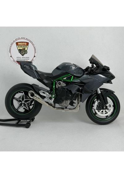 Kawasaki Ninja H2r 1:12 Diecast Motosiklet Modeli - Sesli Işıklı - Siyah Yeşil