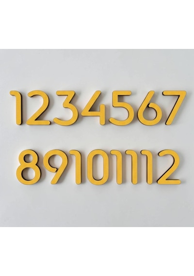 Slim Font Duvar Saati Rakamları Sayı Seti Aksesuar Saat Yapımı Malzemeleri Yükseklik 3 Cm Açık Sarı