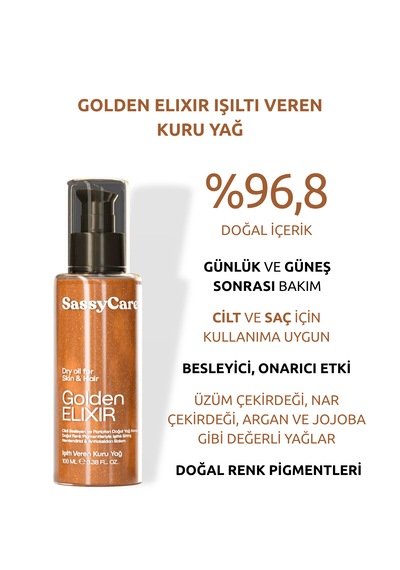 Sassycare Golden Elixir Saç Ve Vücut İçin Işıltılı Kuru Yağ