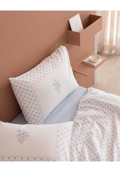 Madame Coco Georgette Tek Kişilik %100 Pamuk Ranforce Baskılı Çarşaflı Nevresim Takımı - Mavi/pembe 8684427335376 Çok Renkli