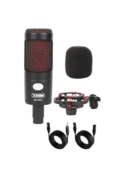 Ses Kartlı Condenser Mikrofon Seti - Kulaklık Ve Stand Dahil