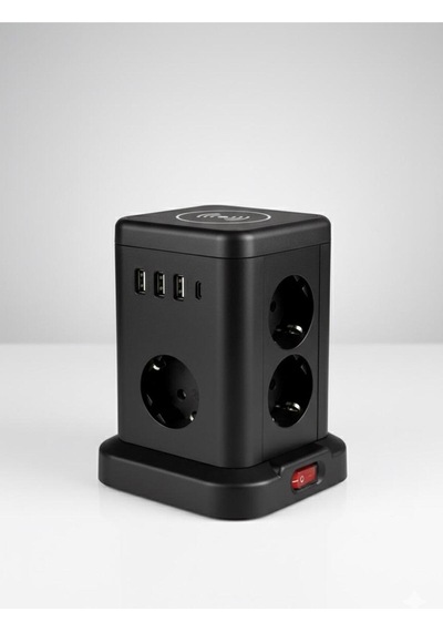 Akım Korumalı Priz Kablosuz Şarj İstasyonu 7x Soket 3x Usb 1xtype-c Kablolu Grup Priz Çoğaltıcı 2 M