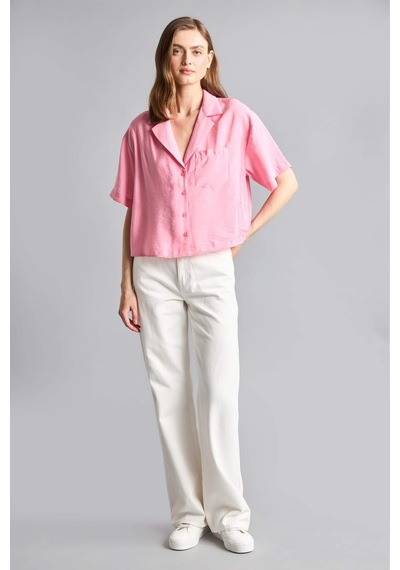 Defacto Pijama Yaka Modal Kısa Kollu Gömlek H7938ax26smpn164 Pembe-pn164