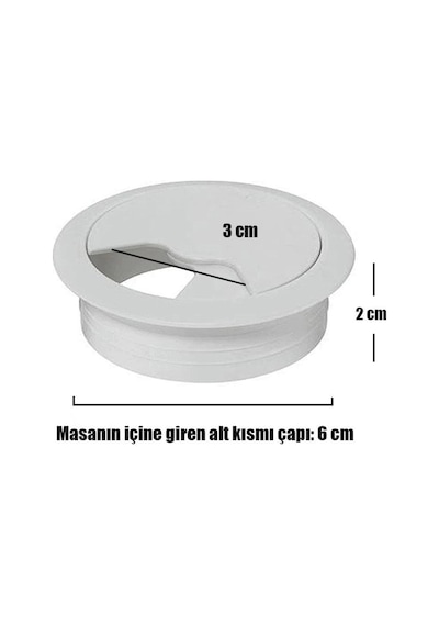 Masa Üstü Kablo Kanalı Deliği Kapağı Beyaz Masa Kapağı 6Cm 5 Adet