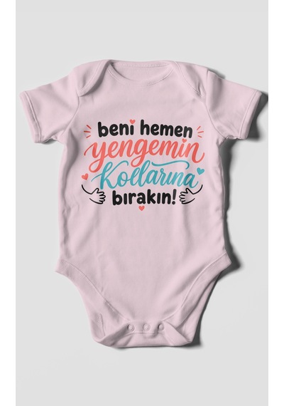 Morivokids Yengeye Özel Kısa Kollu Bebek Body %100 Pamuk Bebe Pembe