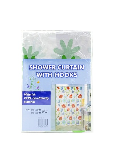 Ers Pvc Duş Perdesi - Çift Kanatlı - 12 Halkalı - 90x180 Cm