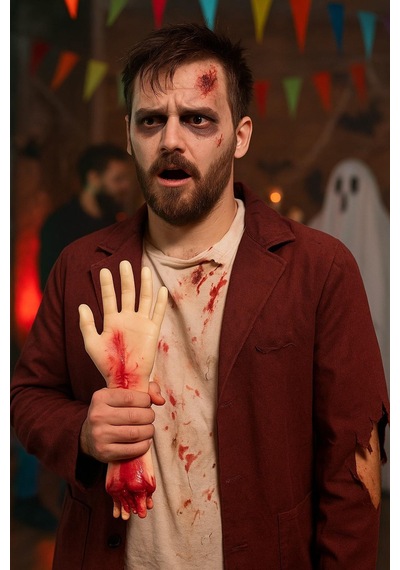 Cadılar Bayramı Halloween Plastik Kanlı Kesik El 32x15 Cm Kanlı Korku Aksesuarı Diğer