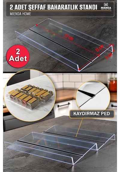 Mienda Home 2 Adet Kaydırmaz Pedli Şeffaf Stand Baharatlık Standı Çekmece Içi Düzenleyici Mh.ydk.plx2 Diğer