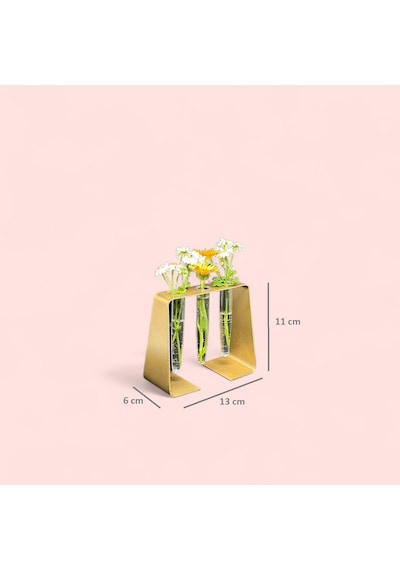 H&l Concept 3 Lü Gold Şık Ve Modern Tasarım Hediyelik Vazo