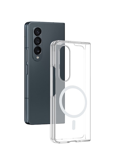 Samsung Uyumlu Galaxy Z Fold 4 Kamera Korumalı M-safe Şarj Özellikli Şeffaf Zore London Sert Pc Kapak - Şeffaf Şeffaf