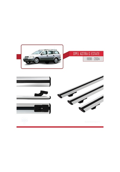 Opel Astra G Sw 1998-2004 Arası İle Uyumlu Basic Model Ara Atkı Tavan Barı Gri 3 Adet
