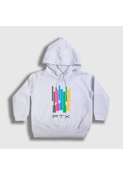 Presmono Unisex Çocuk Colors Pentatonix Kapüşonlu Sweatshirt Beyaz