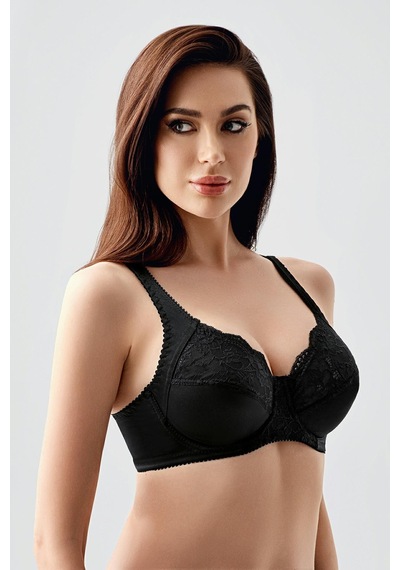 New Bra Kadın C Kap Dantelli Balenli Desteksiz Toparlayıcı Sütyen Siyah 2305 Siyah