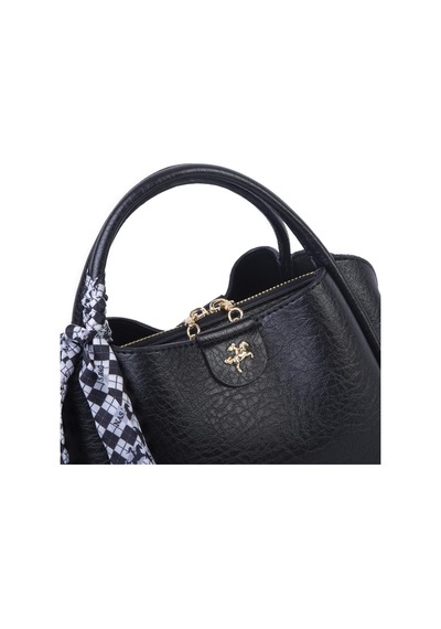 Nas Bag Fularlı Mini Boy El Ve Çapraz Çanta Siyah Victoria