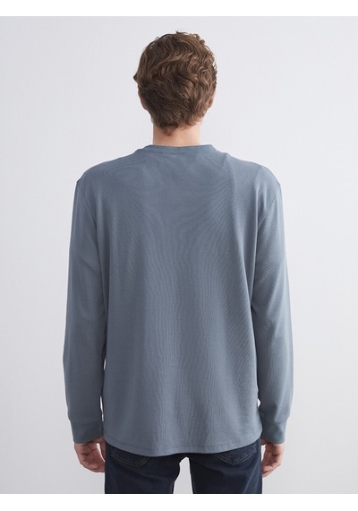 LC Waikiki Lc Waıkıkı İndigo Bisiklet Yaka Uzun Kollu Erkek Sweatshirt