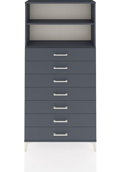Arges Dolap 2 Raflı 7 Çekmeceli 88x30x182 Antrasit-antrasit Antrasit