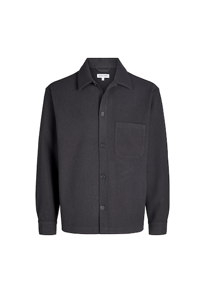 Jack & Jones Erkek Relaxed Fit Gömlek Yaka Overshirt - Regent - 12298613 Gri Melanj
