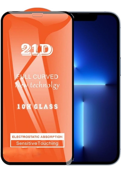 Apple Uyumlu   iPhone 13 Pro Max Ekran Koruyucu 21d Tam Kaplayan Kırılmaz Cam Kavisli