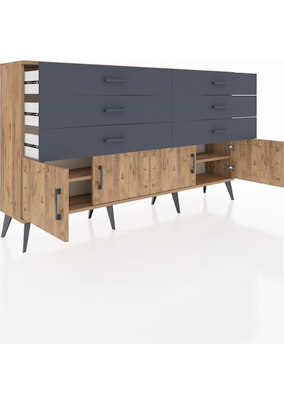 Arges Konsol 2 Raflı 6 Çekmeceli 4 Kapaklı 176x30x99 Çam-çam/antr Çam-çam/antrasit Arges Konsol 2 Raflı 6 Çekmeceli 4 Kapaklı 176x30x99 Çam-çam/antr Çam-çam/antrasit