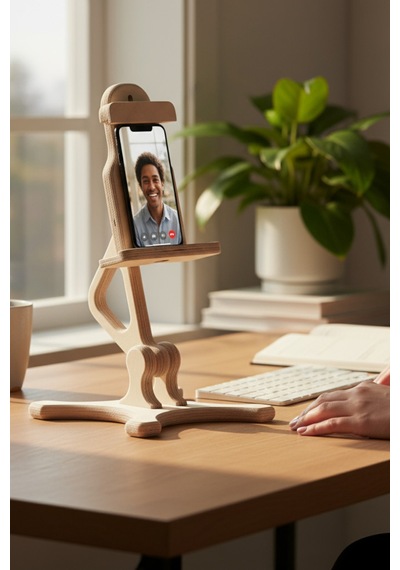 Ahşap Telefon Standı Bej