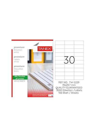 Tanex Tw-2229 - 70 X 29.7 MM Laser Etiket 100 Adet