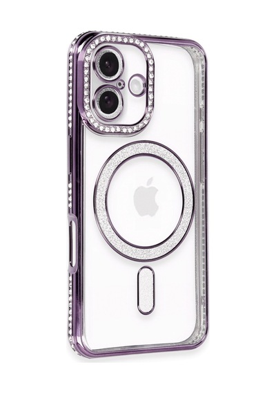 Apple iPhone Uyumlu  Uyumlu 16 Kılıf Joke Simli Magneticsafe Kılıf - Derin Mor