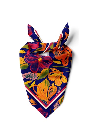 Coral Flower Desen 55x55cm Bandana/fular Çok Renkli