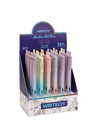 Wrıtech W-0171 Aurora 0,7mm Mavi Jel Kalem - 24'lü Set Ahşap