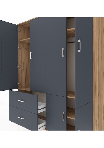 Hyperion Gardrop 5 Raflı 2 Çekmeceli 2 Askılı 176x44x221 Çam-antrasit Antrasit Hyperion Gardrop 5 Raflı 2 Çekmeceli 2 Askılı 176x44x221 Çam-antrasit Antrasit