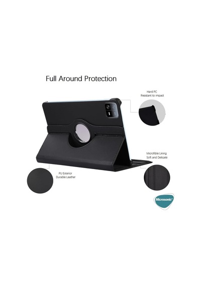 Xiaomi Pad 6 İçin Kılıf 360 Rotating Stand Deri Kırmızı Pad 6 İle Uyumlu Kılıf - Kırmızı