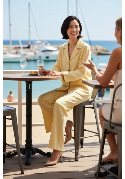 Benerly Kadın Büyük Beden Oversize Ceket Yaka Cepli Müslin Takım %100 Pam Sarı Benerly Kadın Büyük Beden Oversize Ceket Yaka Cepli Müslin Takım %100 Pam Sarı