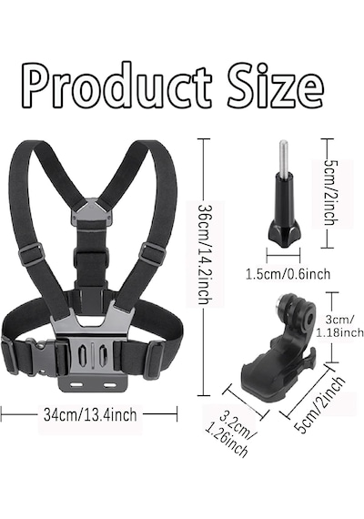 Aksiyon Kamerası Ve Telefon Uyumlu Göğüs Bağlantı Askısı Chesty Kemer Seti - Gopro, Sjcam, İphone, Android Uyumlu Chest Mount Holder Gri - Siyah