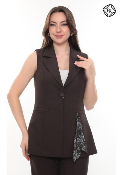 Prenses Kadın Rahat Kesim Astarlı Kolsuz Blazer Ceket Pantolon Takım Elbise Siyah Kahverengi Prenses Kadın Rahat Kesim Astarlı Kolsuz Blazer Ceket Pantolon Takım Elbise Siyah Kahverengi