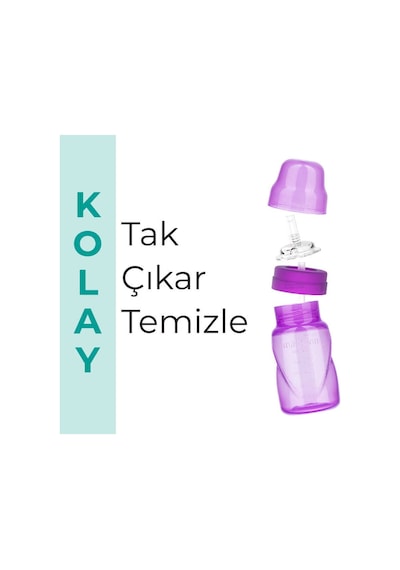 Mamajoo Antikolik Akıtmaz Pipetli Bardak 270 ml Mor, 12 Ay+