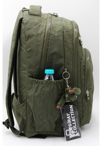 Günlük Krinkıl Kumaş Unisex Okul Sırt Çantası 1800 Haki