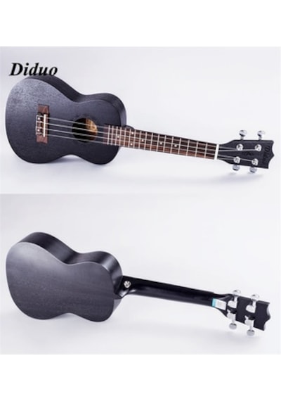 Masif Maun Ağaç Siyah Renk Tenör Boy Profesyonel Ukulele Gitar