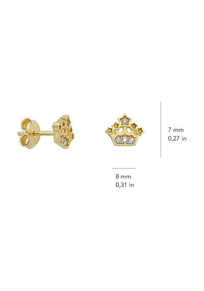 Goldkupe 14 Ayar Altın Taşlı Taç Küpe 1,12 Gr-4144