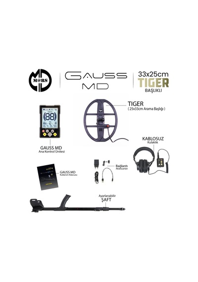 Gauss Md Dedektör Tıger 33x25,5cm Başlık + Kulaklık