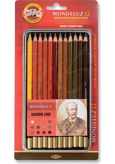 Koh-I-Noor Mondeluz Aquarell Sulu Boya Kalem Seti 12Li Brown Line