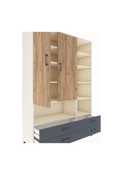 Hyperion Dolap 10 Raflı 4 Çekmeceli 2 Kapaklı 132x44x195 Aytaşı-çam/antrasit Atlas Çam/antrasıt