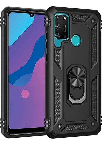 Newface Huawei Y6p Kılıf Sofya Yüzüklü Silikon Kapak - Siyah